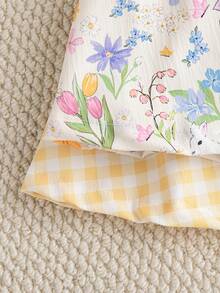 Souflis Souflis Bộ 2 chiếc váy bé gái kẻ caro và họa tiết hoa, tay bồng, cài cúc phía trước, dễ thương cho kỳ nghỉ hè. - Nhiều màu - Xem 7