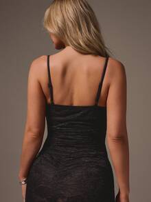 MISSGUIDED Lace Overlay Corset Top With Sweetheart Neckline And Thin Straps For Evening Occasions - Black - View 6