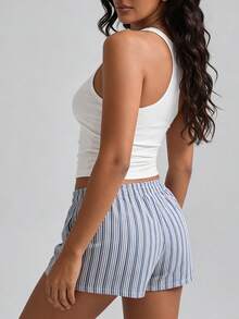 INAWLY Solva Women's Solid Color Square Neck Sleeveless Fitted Casual Cropped Tank Top - White - View 3