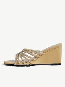CUCCOO CHICEST Sandálias femininas casuais de plataforma com detalhes em strass. - Damasco - Ver 7