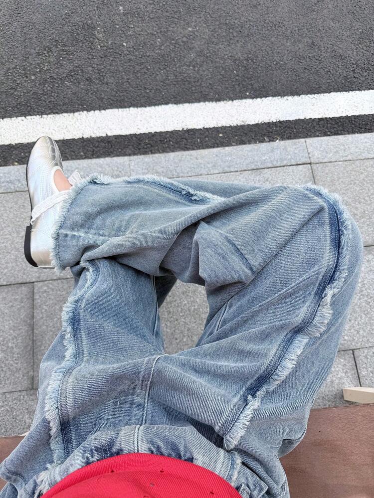 Tween Girls Distressed Washed Wide Leg Jeans