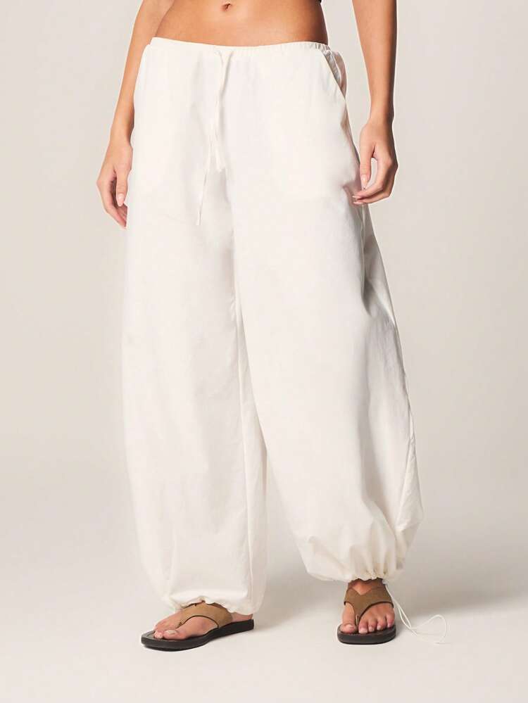 MISSGUIDED Lightweight Wide Leg Palazzo Pants With Elastic Waistband For Casual Summer Vacation Wear