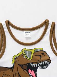 Infant Simple Print Sleeveless Top And Shorts Set - Multicolor - View 3