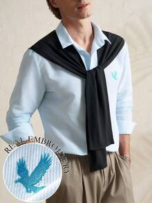 Manfinity Dauomo Men's Striped Patchwork Shawl Collar Shirt - Multicolor - View 3