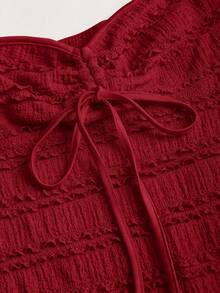 Sweetra Women Ruched Knot Halter Neck Cami Top Y2K - Red - View 3