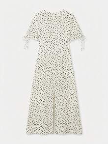 lacRébo 优雅深绿色波点长裙 - 杏色 - 查看 9