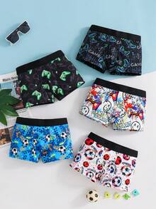 SHEIN 男童全印花舒适平角内裤 - 彩色 - 查看 4