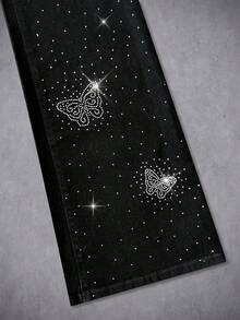 Manfinity EMRG Men's Casual Rhinestone Butterfly Pattern Flared Denim Pants - Black - View 5