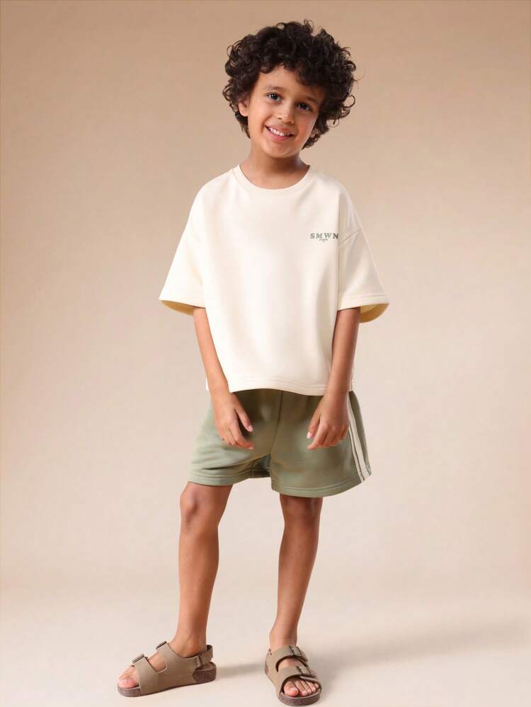 Oversized T-Shirt And Shorts Set With Logo Print