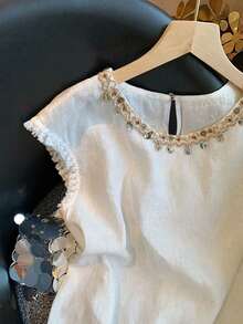 INAWLY Women's Casual Pendant Decorated Tank Top, Summer - White - View 4