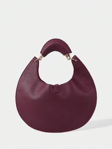 SHECARRY Ladies Vintage Semicircle Bag With Rivet Trim And Exquisite Hardware - Burgundy - View 4