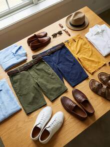 paquete de tres Bermudas lisas para hombre - paq30 - Ver 2