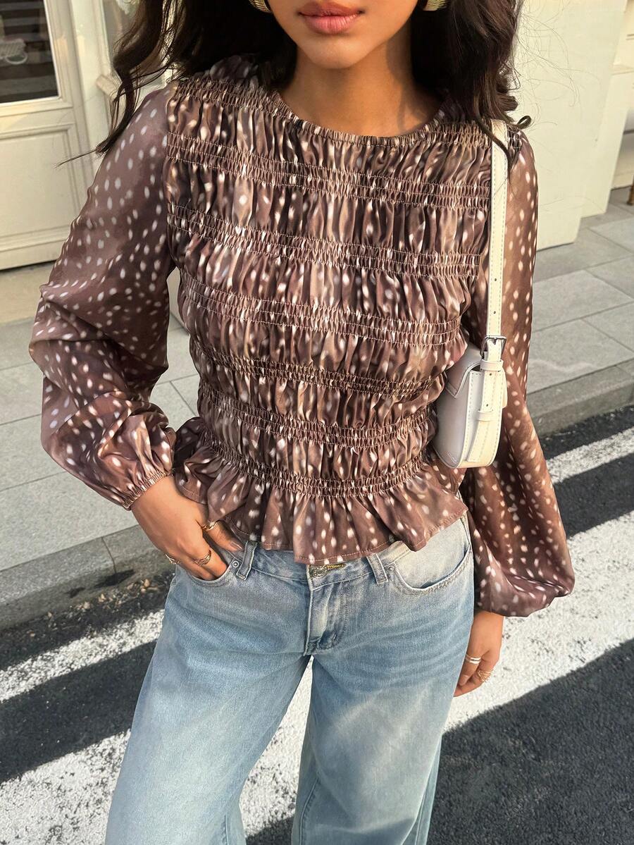 Aidyla 时尚休闲长袖女式衬衫 - 彩色 - 查看 1