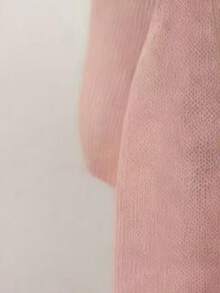 SHEIN Blusa de punto de cuello redondo de manga corta clásica - Rosa - Ver 3