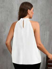 SHEIN Clasi 女士印花露背休闲百搭日常上衣，适合夏季穿着 - 白色 - 查看 2