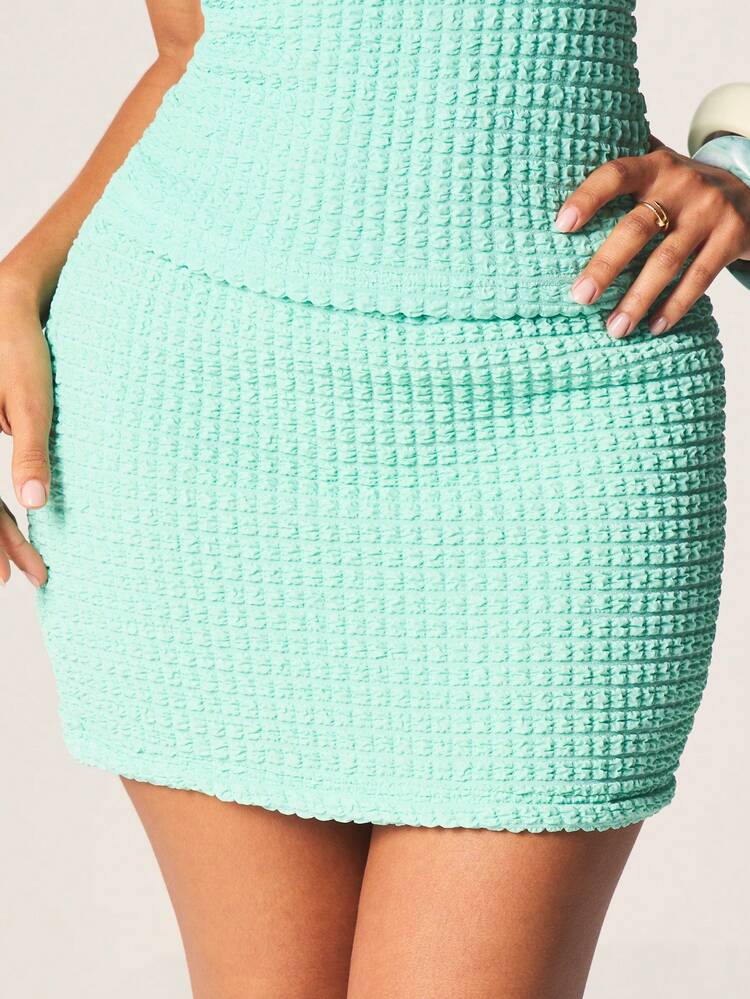 MISSGUIDED Minifalda ajustada con textura de burbujas y detalle de abertura en la parte delantera para primavera y verano