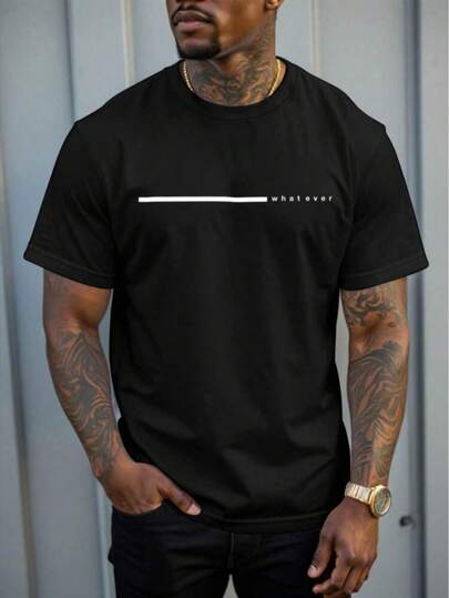 ‌Camiseta de hombre de cuello redondo y manga corta. Estilo casual con estampados modernos y cómoda