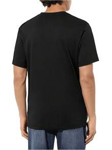 Men's fashionable printed short-sleeved crew neck casual summer short-sleeved top, machine washable, comfortable outdoor casual wear, machine washable shirt - Negro - Ver 3