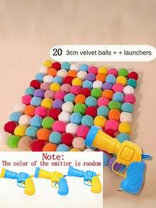 20/30/50 piezas Juguete para gatos con bolas de colores y pompones de colores aleatorios, juguete interactivo de alta elasticidad de felpa con disparador silencioso - Multicolor - Ver 12
