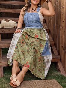 EMERY ROSE Đầm denim in họa tiết thường ngày dành cho nữ cỡ lớn - Nhiều màu - Xem 5