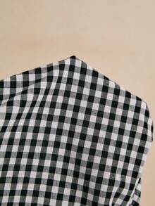 Poéselle 女士黑白格纹梭织中长连衣裙，饰有蝴蝶结 - 黑與白 - 查看 9