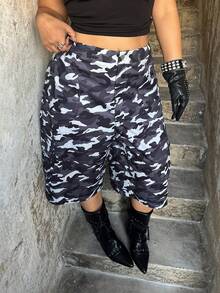 Sunspun Pantalones cargo de camuflaje de moda talla grande, pantalones capri, shorts, adecuados para el verano, festivales de música, salidas casuales - Multicolor - Ver 5