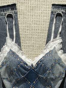 Noixe Áo camisole nữ dáng ôm thanh lịch phối ren kỹ thuật số. - Nhiều màu - Xem 4