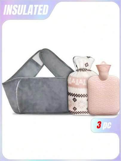 SHEIN Three-Piece Water Heating Belt Bot Water Bottle Warm Belt Hot Hand Warmers Warm Waist WWrm Belly Water Injection Belt.