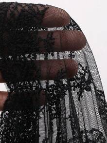 Hapijoa Girls' White Lace Mesh Skirt, Layered Tie-Waist Skirt, Atmosphere Sense, Summer - Black - View 7