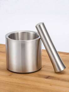 1 cái cối và chày nghiền tỏi bằng thép không gỉ 304, dùng để làm bột tỏi, nghiền thảo mộc và gia vị. - Bạc - Xem 7