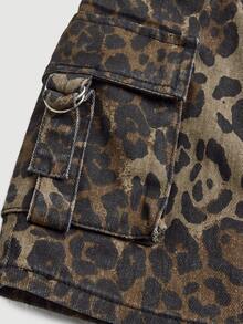 SHEIN Girlism 青少年女孩休闲修身中腰牛仔迷你A字裙 - 彩色 - 查看 4