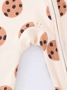 Baby Boy Cookie Print Double-Sided Zipper Long Sleeve Romper Pajamas - Yellow - View 7