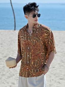 DAZY Men's Floral Print Short Sleeve Vacation Shirt, Summer - Multicolor - View 4