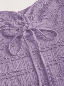 Sweetra Women Ruched Knot Halter Neck Cami Top Y2K  - Purple - View 3