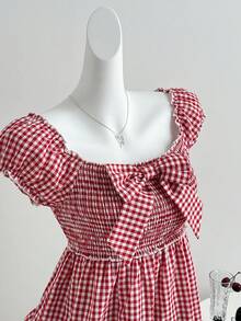 Sweetra Áo sơ mi nữ kiểu Mỹ Preppy kẻ caro hai mặt, phong cách thường ngày đa năng, dễ phối đồ, hàng mới về - Màu Đỏ Sâu - Xem 6