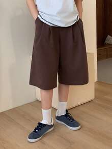 DAZY Tween Girls Solid Color Woven Wide Leg Pants, Fall - Brown - View 3