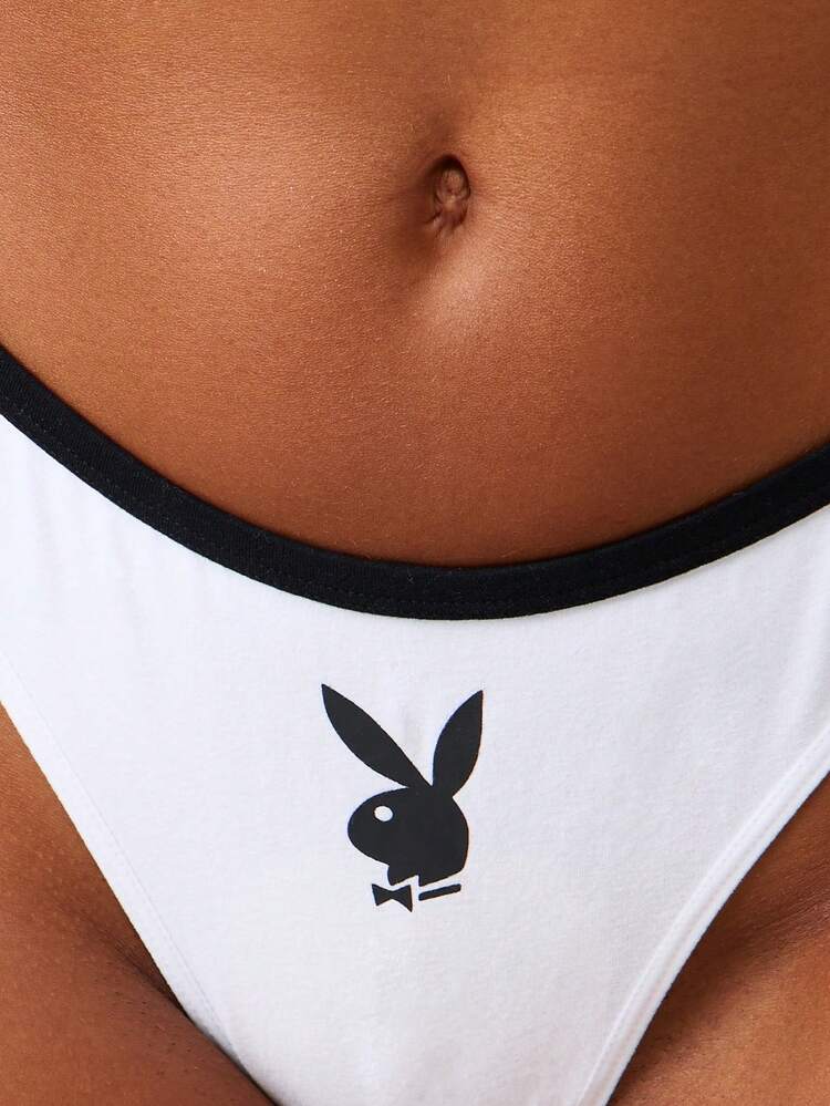 Missguided x Playboy Contrast Trim Brief For Daily Comfort Intimate Underwear With Logo Design