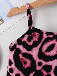 SHEIN Mono de punto con estampado de leopardo para niña - Marrón - Ver 6