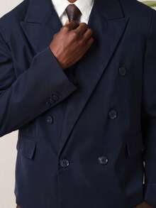 SUMWON Double Breasted Formal Business Blazer With Peak Lapels For Professional Office Wear - Navy Blue - View 5