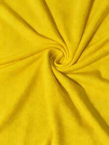 SHEIN Unity Solid Color Letter Print Round Neck Casual Versatile Short Sleeve Dress - Yellow - View 6