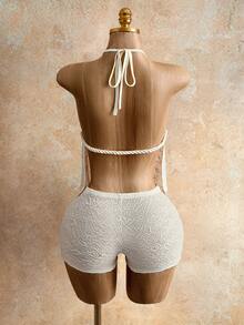 Mistrie Áo tank top lửng trang trí mặt dây chuyền hình sao biển và vỏ sò - Màu be - Xem 4