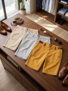 paquete de tres Bermudas lisas para hombre - paq93 - Ver 3
