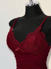 SHEIN ICON 女士纯色蕾丝拼接吊带背心 - 彩色 - 查看 5