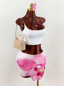 Amplova Women's Asymmetric Floral Skirt, Sexy Design Suitable For Spring And Picnics Spring Women Rave Skirt 2000s Women Y2k Crop Top Y2k Skirt Baby Phat - Pink - View 14