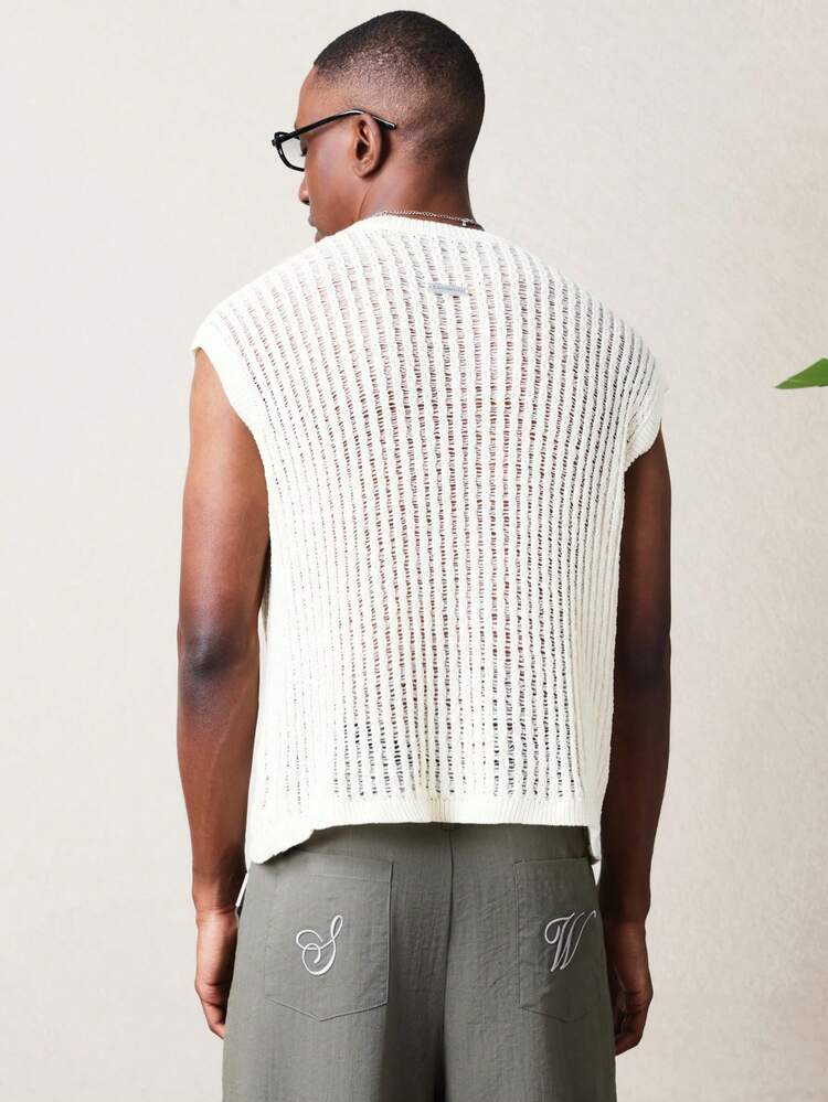 Chaleco de punto acanalado sin mangas con cuello redondo