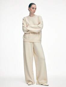 Mnmlis 女士新款灰色法式低跟尖头简约时尚羊毛玛丽珍鞋 - 米杏色2 - 查看 9