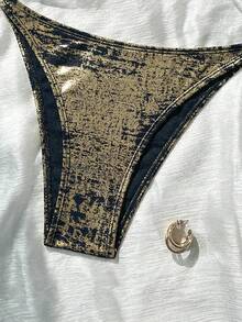 SHEIN Swim 女士沙滩度假比基尼套装 - 黑色 - 查看 7