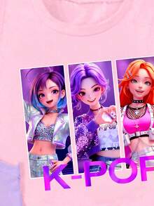 Bộ 3 áo tank top không tay in hình nhóm nhạc nữ hoạt hình ngôi sao dễ thương, phong cách thường ngày, sáng tạo, cá tính, tối giản, thoải mái, phù hợp cho mùa xuân, hè và thu. - Nhiều màu - Xem 5