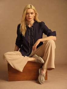 Rosivie Women's Comfortable Casual Round Toe Flat Slip-On Loafers, Khaki Knitted Moccasin Shoes, Fashionable And For Vacation Valentine's Day - Khaki - View 3