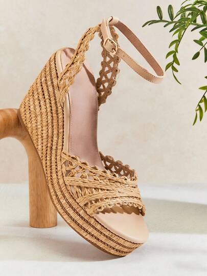 SHUZIA Women's Minimalist Platform Ankle Strap Espadrilles Wadge Sandals